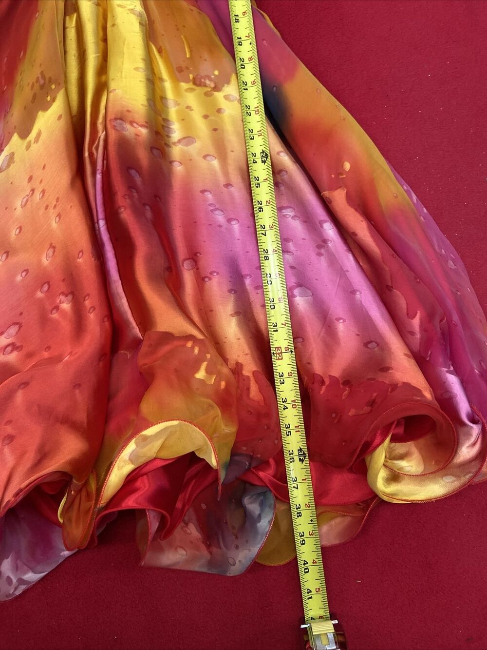 SUNSET COCKTAIL DRESS Blush Prom Orange Print Beaded Cocktail Dress Size 6 - Picture 8 of 9